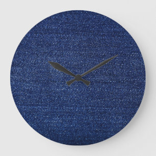 Denim jeans fabric: textured background. large clock