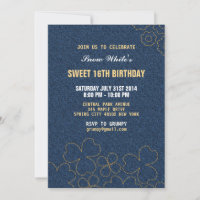 Denim Jeans Modèle Floral Anniversaire Invitation