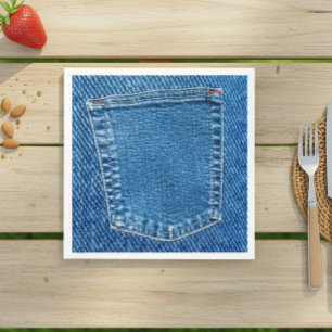 Denim Jeans Pocket Western Country Wedding Party Napkin