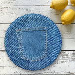 Denim Jeans Pocket Western Country Wedding Party Paper Plate<br><div class="desc">This design was created though digital art.  It may be personalized by choosing the  customize further option.

Contact me at colorflowcreations@gmail.com if you with to have this design on another product.  
   See more of my creations or follow me at www.facebook.com/colorflowcreations,  www.instagram.com/colorflowcreations,  www.twitter.com/colorflowart,  and www.pinterest.com/colorflowcreations.</div>