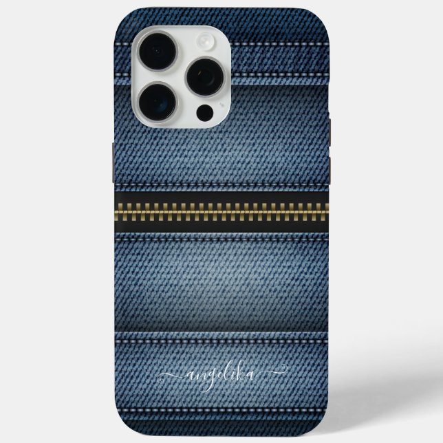 Denim Jeans Style Stitches and Zipper Case-Mate iPhone Case (Back)
