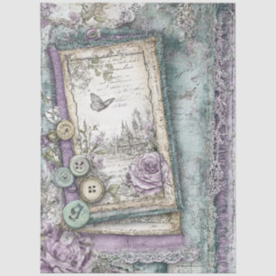 Denim & Lace Floral Fantasy Butterflies Decoupage Tissue Paper