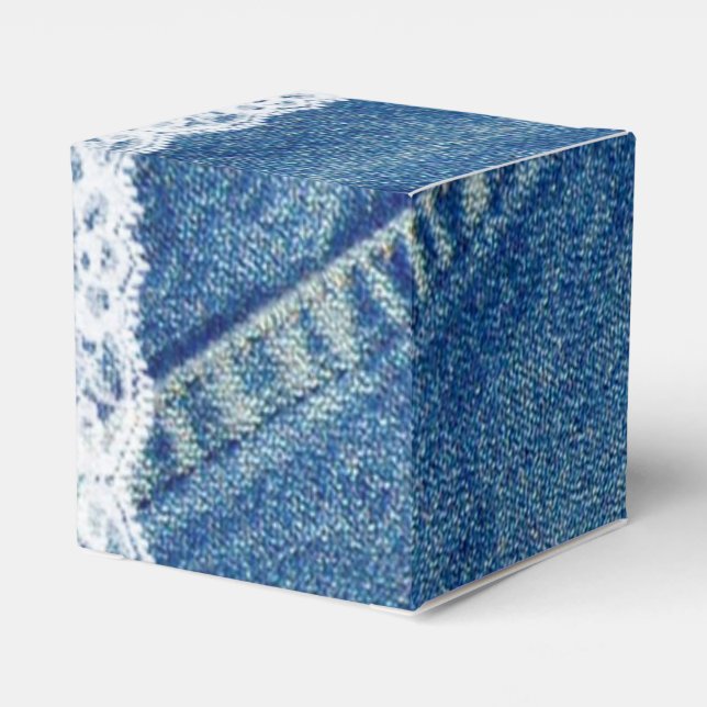 Denim & Lace Printed Wedding Favour Boxes Custom (Back Side)