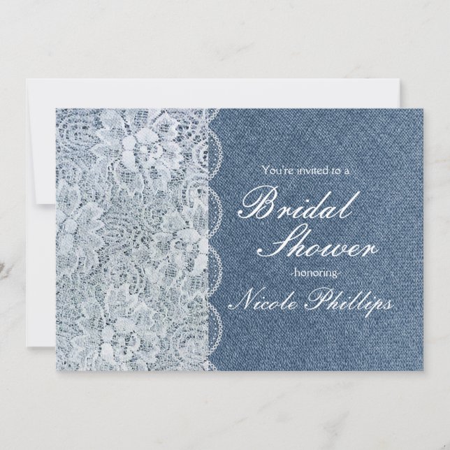 Denim & Lace Rustic Bridal Shower Party Invitation (Front)
