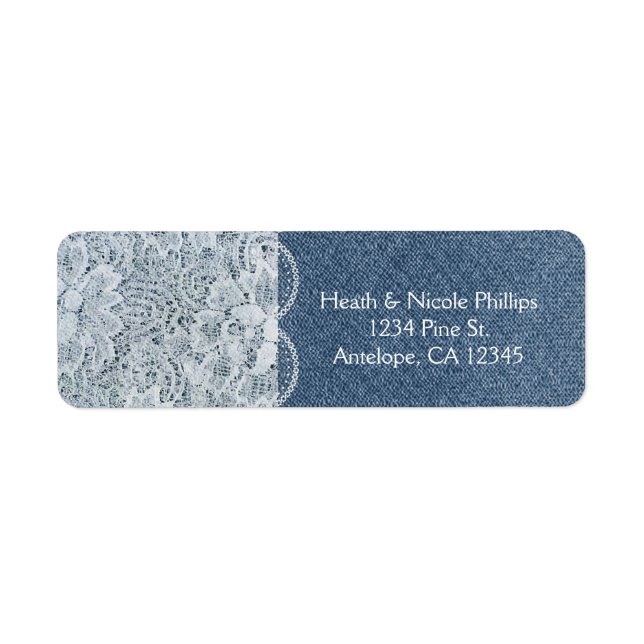 Denim & Lace Rustic Invitation Card Étiquettes de  (Devant)