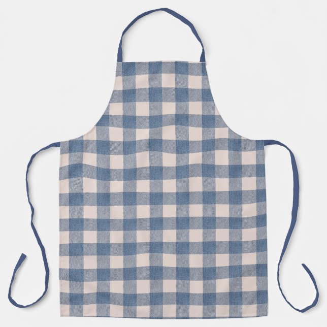 Denim Look Gingham Check Beautiful Apron (Front)