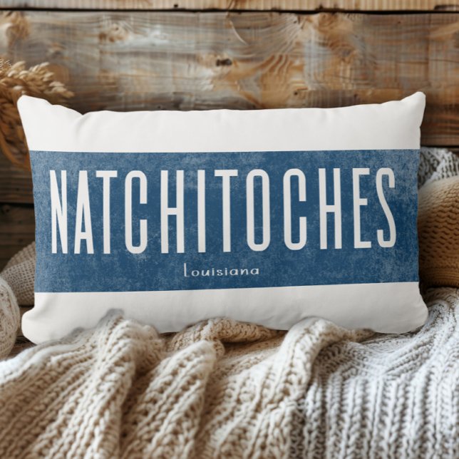Denim Look Natchitoches Louisiana State  Lumbar Pillow (Creator Uploaded)