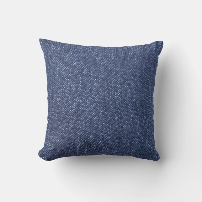 Denim Look Outdoor Throw Pillow (Front)