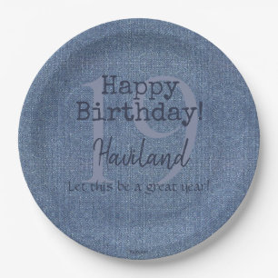 Denim Look Personalizable Paper Plate  HAMbyWG