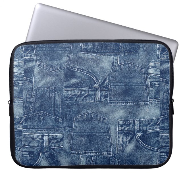 Denim material, laptop sleeve (Front)