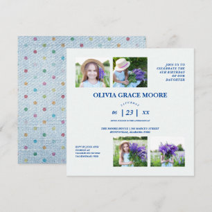 Denim Multicolored Polka Dots Children Birthday Invitation