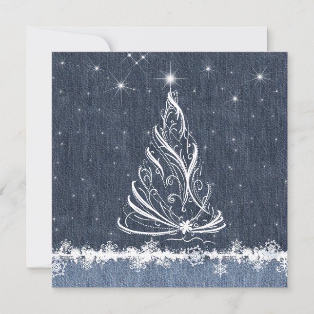 Denim n Snowflakes Nouvel An Fête Invitation (Devant)