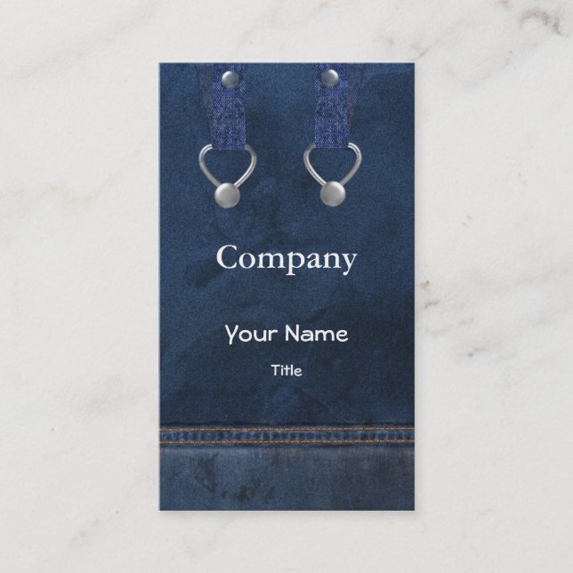 denim overalls Business Cards (Front)