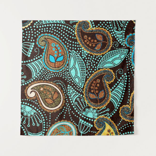 Denim Paisley: Seamless Jeans Texture Pattern Tapestry (Front)