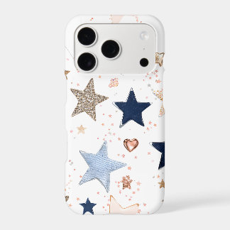 Denim Patch Stars White iPhone Case | Y2K