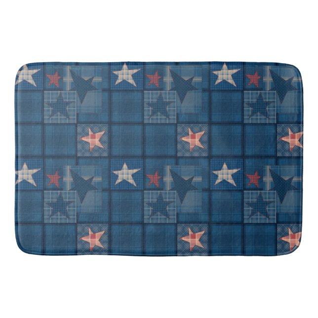 Denim patchwork bath mat (Front)