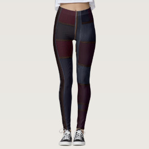 Denim Patchwork Jewel Tone All-Over-Print Leggings