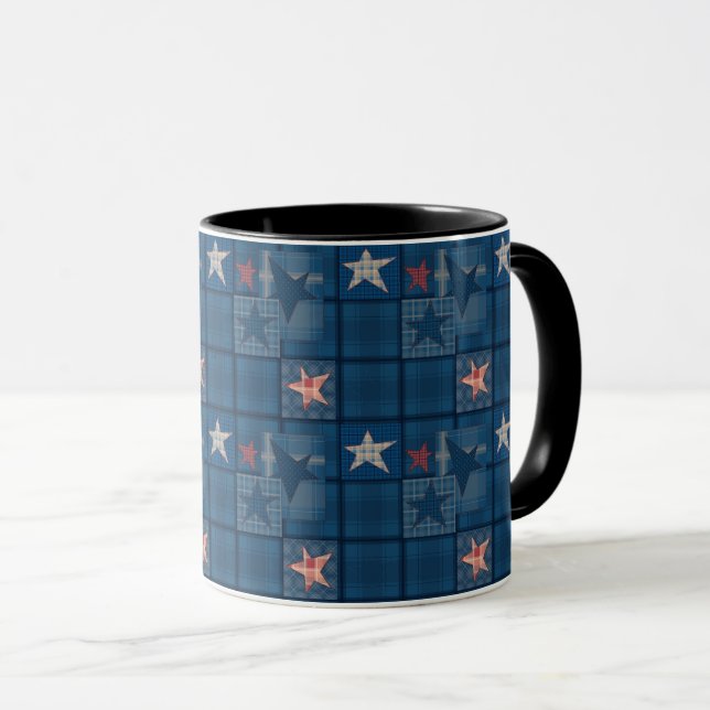 Denim patchwork mug (Front Right)