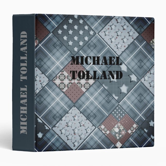 Denim patchwork, patchwork, textile, blue pattern binder (Front/Spine)