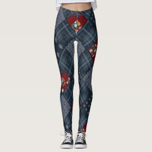 Denim patchwork, patchwork, textile, blue pattern leggings
