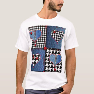 Denim Patchwork: Seamless Fabric Pattern T-Shirt