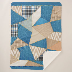 Denim Patchwork Sherpa Blanket