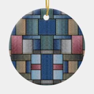 Denim Pattern Ceramic Ornament