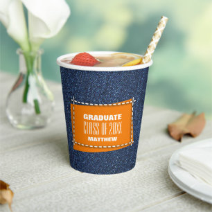 Denim Pattern Graduation Party Custom Paper Cups