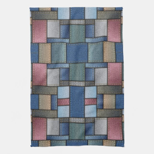 Denim Pattern Kitchen Towel (Vertical)