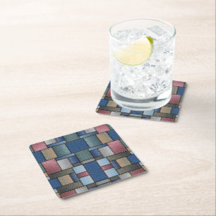 Denim Pattern Square Paper Coaster