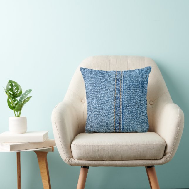 Denim Pattern Throw Pillow (Chair)