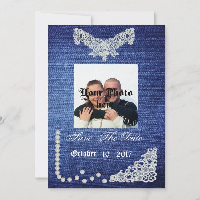 Denim, Pearls & Lace Save The Date (Front)