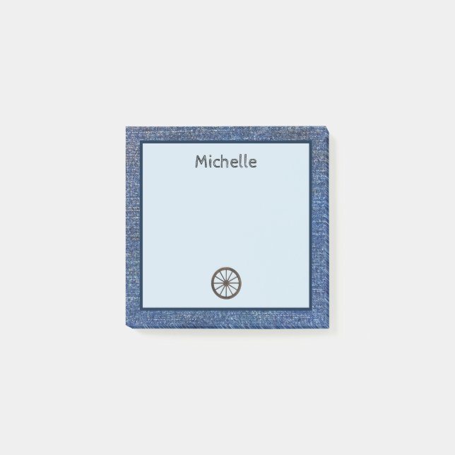 Denim Personalized Rustic Blue Post-it Notes (Front)