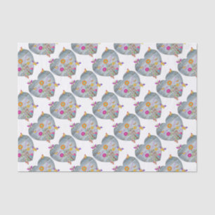 Denim Pocket Heart Flowers Butterflies Tissue Paper