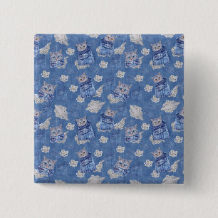 Denim pocket Jeans,Kittens and Lace 2 Inch Square Button