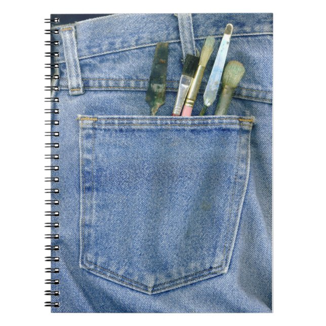 Denim Pocket with Brushes Notebook (Front)