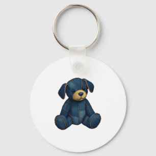 Denim Puppy Dog Art Funny Dog Denim funny tshirt Keychain