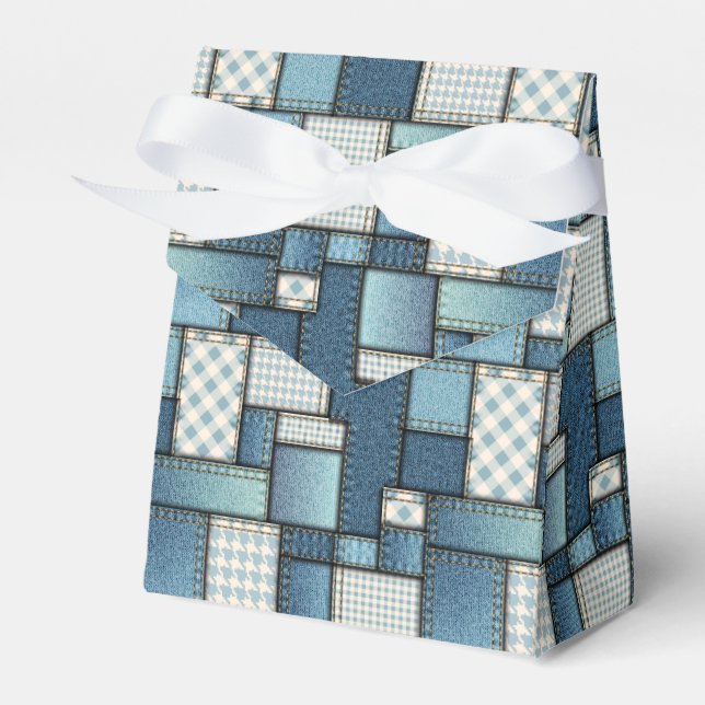 Denim Quilt Tent Favour Box (Front Side)