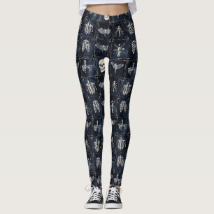 Denim Quilt with Skulls & Insects Leggings