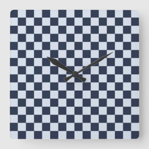 Denim rinse chequerboard pattern square wall clock