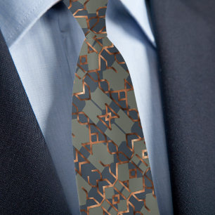 Denim Sage Copper Abstract Pattern Tie