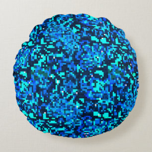 Denim seamless pattern. Denim floral background. B Round Pillow