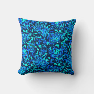 Denim seamless pattern. Denim floral background. B Throw Pillow