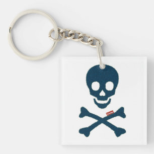 denim skull keychain