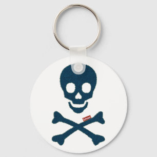 denim skull keychain