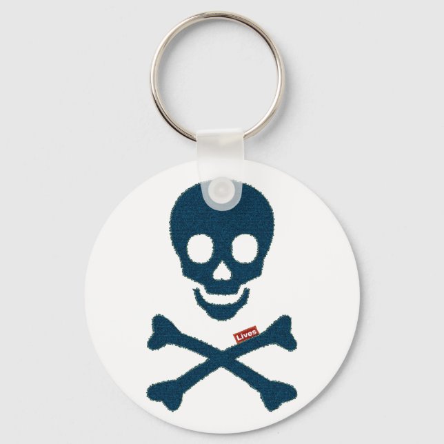 denim skull keychain (Front)
