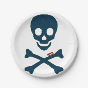 Denim Skull Paper Plate