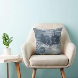 Denim Steampunk Throw Pillow
