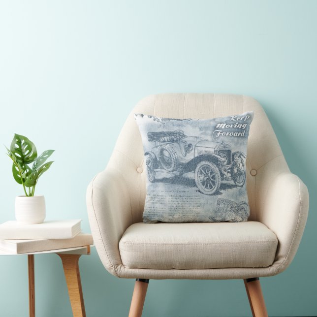 Denim Steampunk Throw Pillow (Chair)