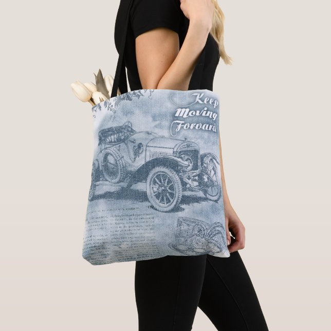 Denim Steampunk Tote Bag (Close Up)
